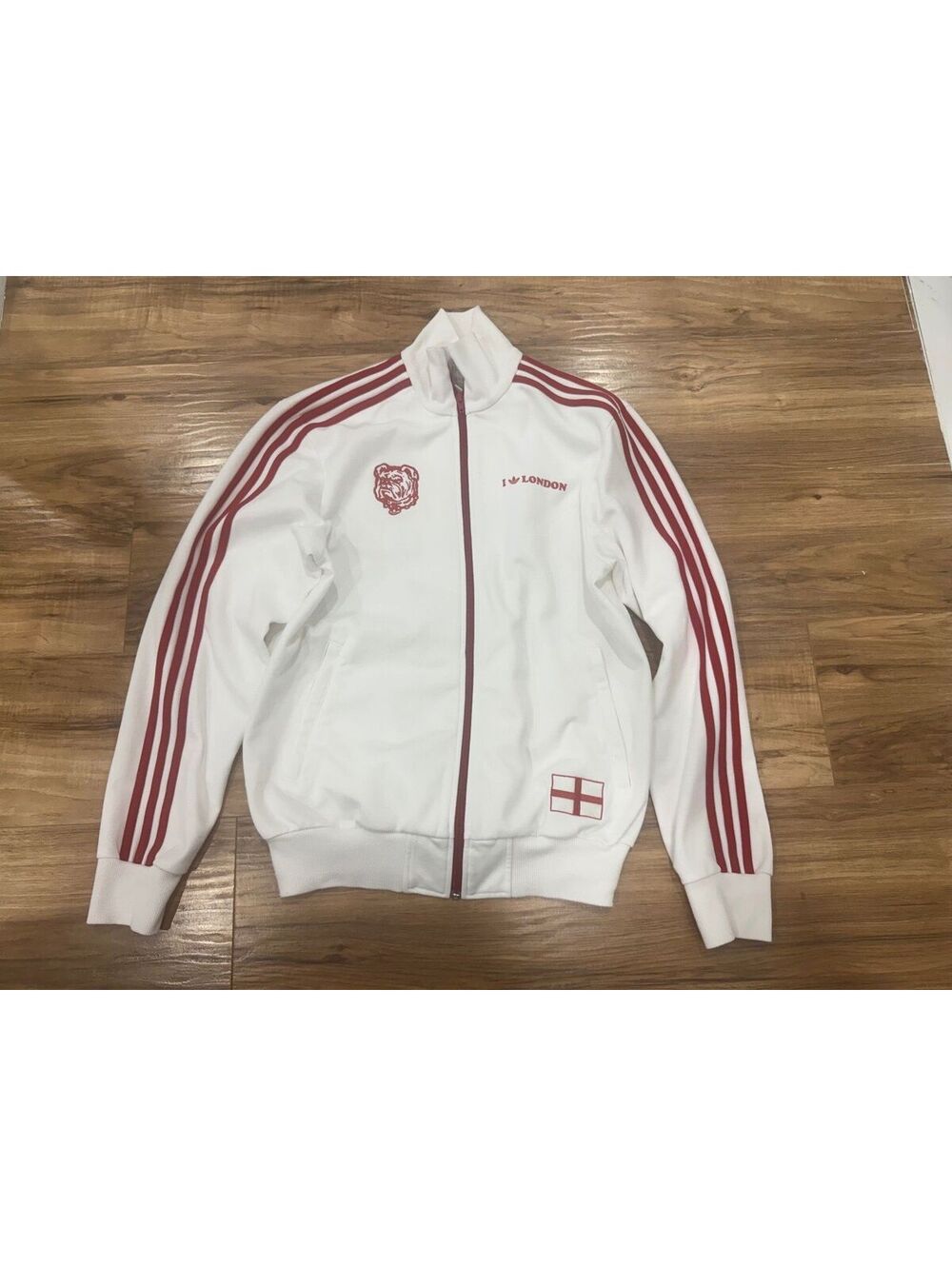 Adidas Originals London Track Jacket White Red Full Zip Men's M England